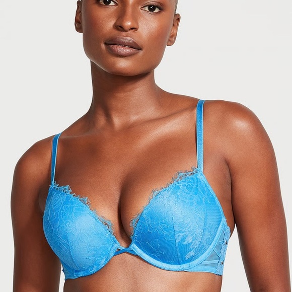 Victoria Secret Bombshell Rose‎ Lace & Grommet Push Up Bra - Picture 1 of 6